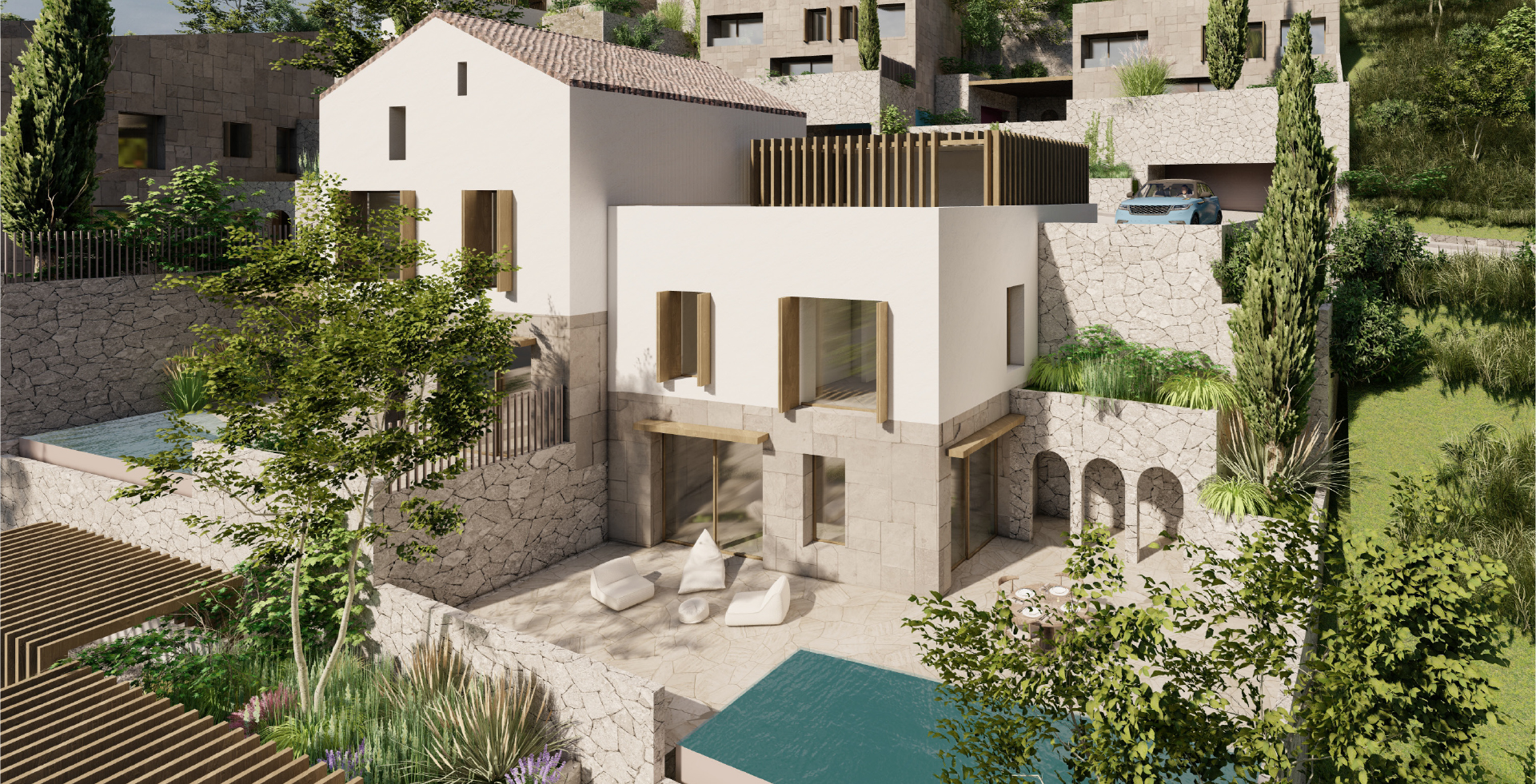 Villa with Pool Render