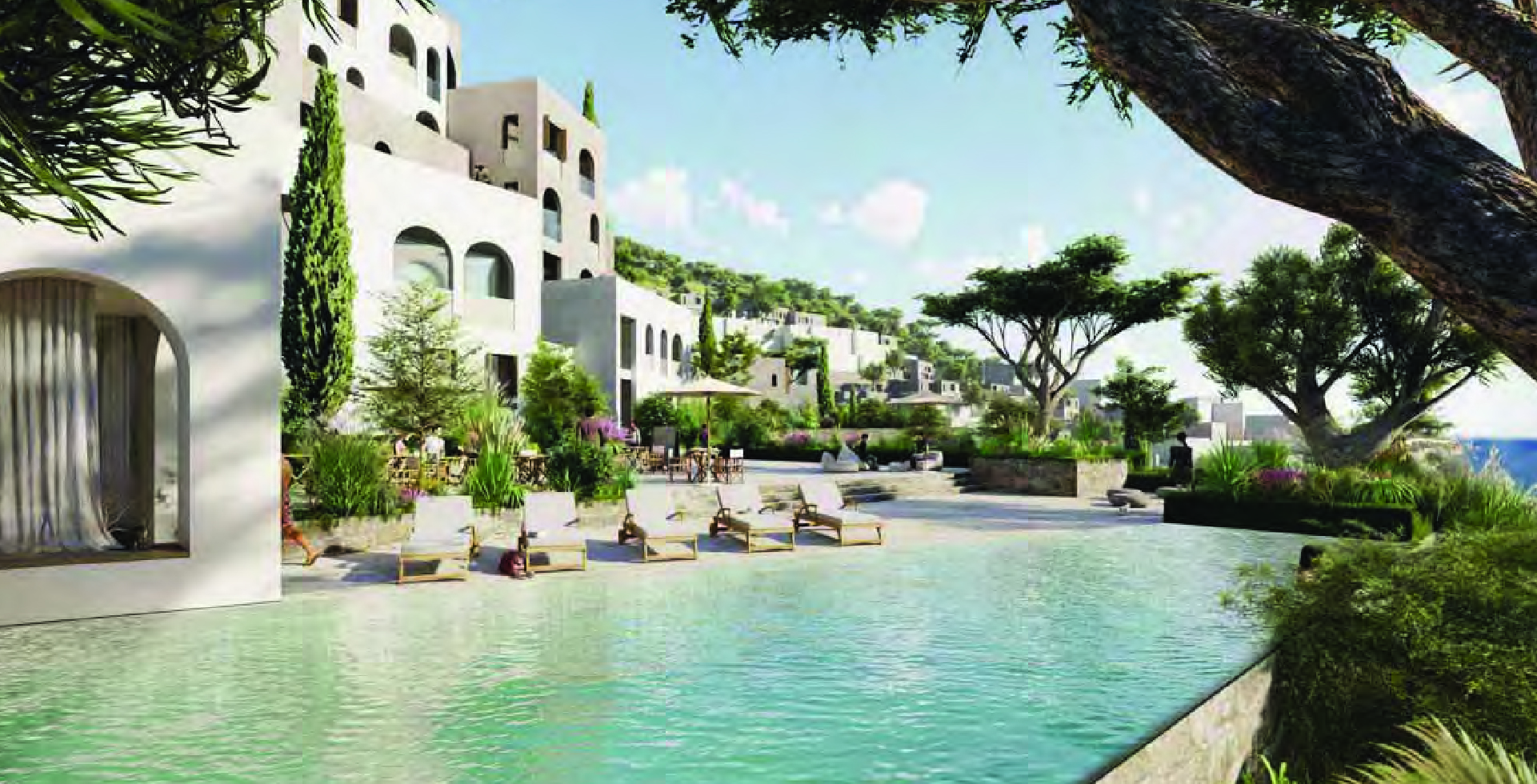 render of villas with pools