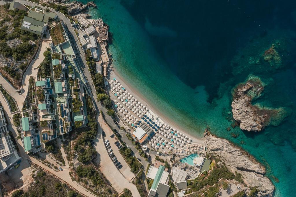 aerial view of folie marine at jale albania