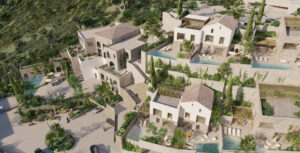 aerial view of villa complex
