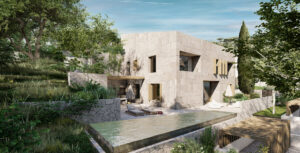 infinity pool of villa render